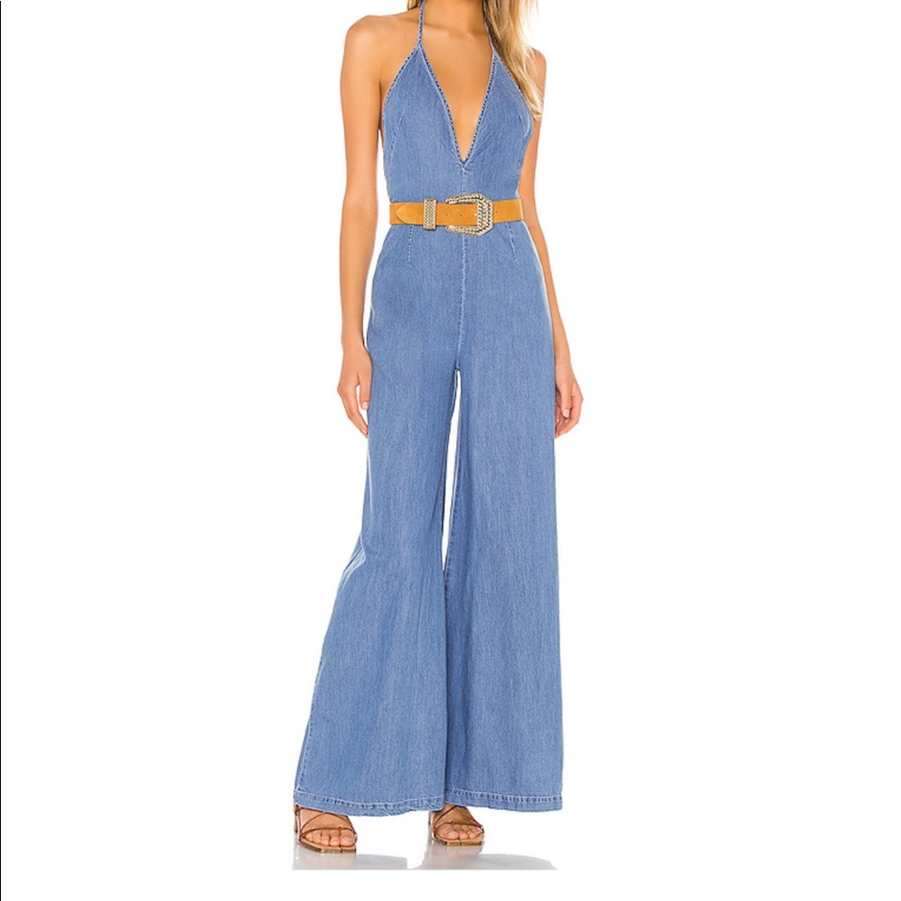 Free People Josie Jumpsuit in Blue EUC